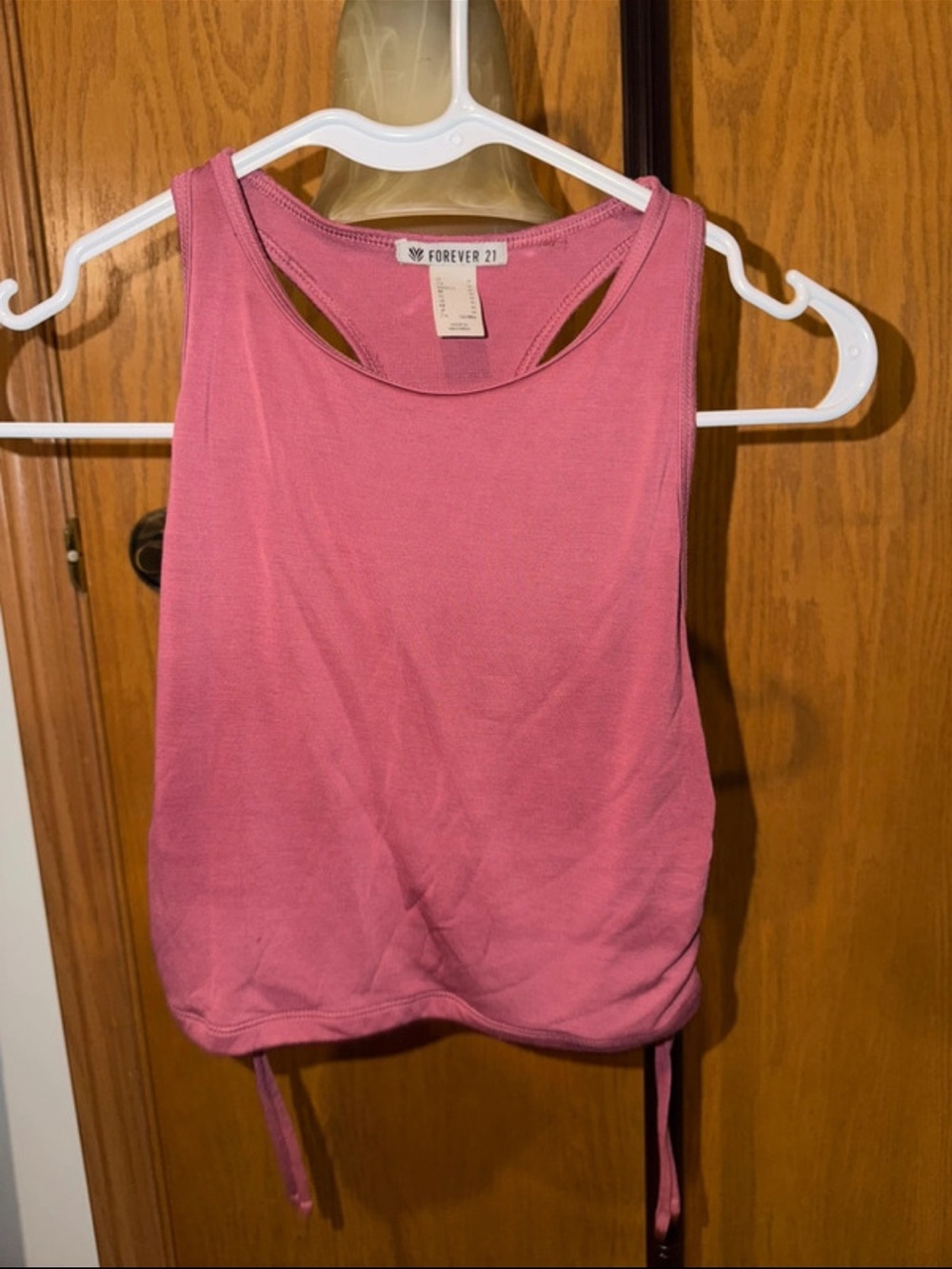 Forever 21 Rose Pink Racerback Drawstring Crop Top